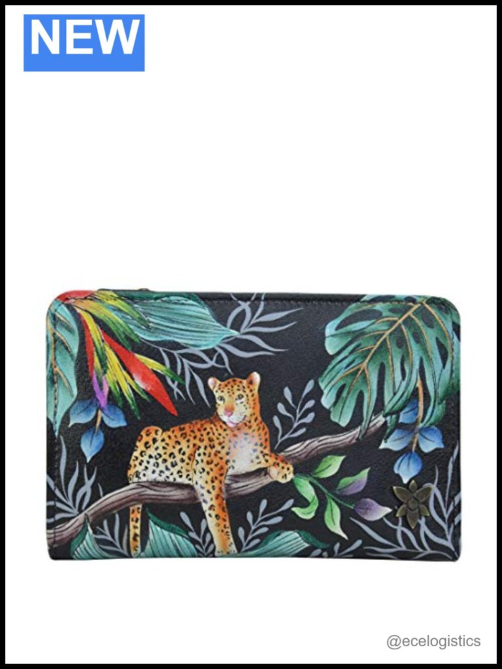 Genuine Leather Hand-Painted Two Fold RFID Blocking Organizer Wallet